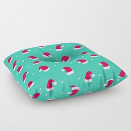 Christmas Pattern Red Turquoise Hat Floor Pillow