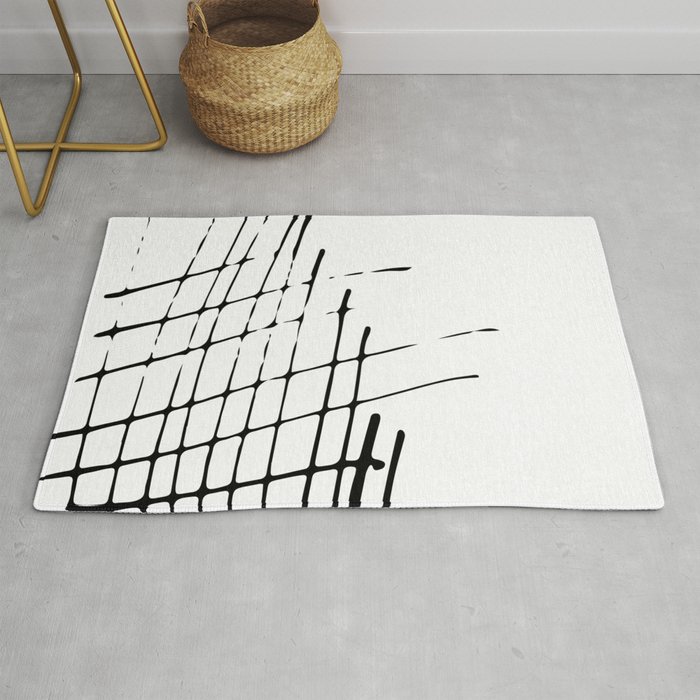 Grid Sketch Black and White Rug