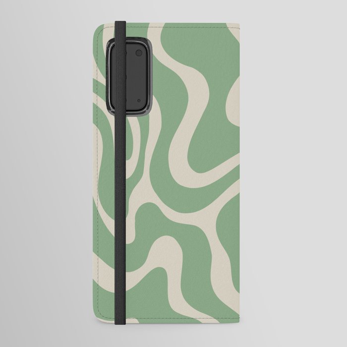 Warped Swirl Marble Pattern (sage green/cream) Android Wallet Case