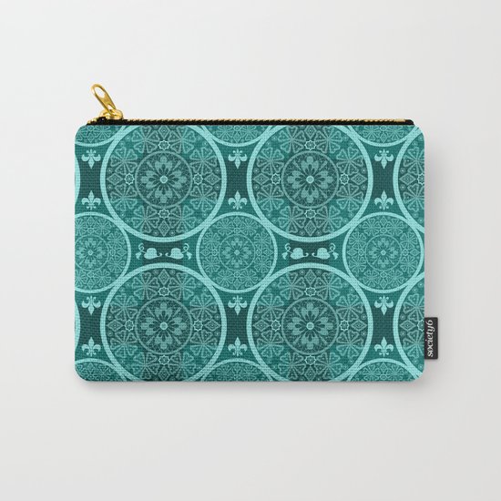 Turquoise abstract seamless lace pattern texture background Carry-All Pouch