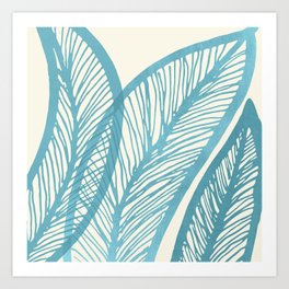 Blue Banana Leaf / Tropical Plants Art Print