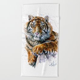 Tiger watercolor Beach Towel
