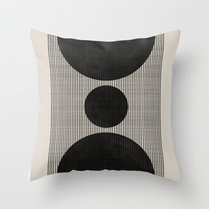 Woodblock Geometric Composition Throw Pillow