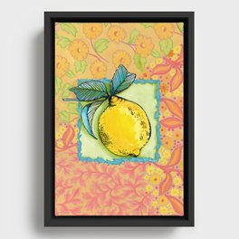 Lemon-Yellow Patterns Framed Canvas