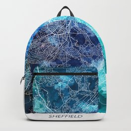Sheffield Map Navy Blue Turquoise Watercolor Sheffield UK City Map Backpack | Colormap, Turquoise, Citymap, Map, Watercolor, Sheffield, Ukprint, Unitedkingdom, Navyblue, Bluewatercolorart 