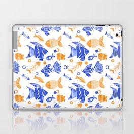 Blue and yellow tropical fishes Laptop Skin