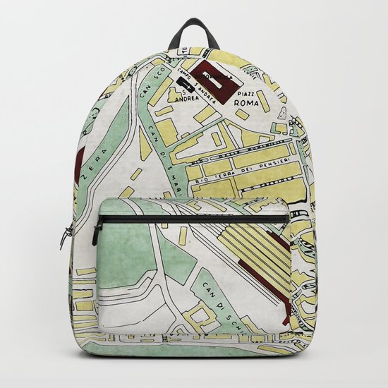 Vintage Venice historic map Italy retro travel design Backpack