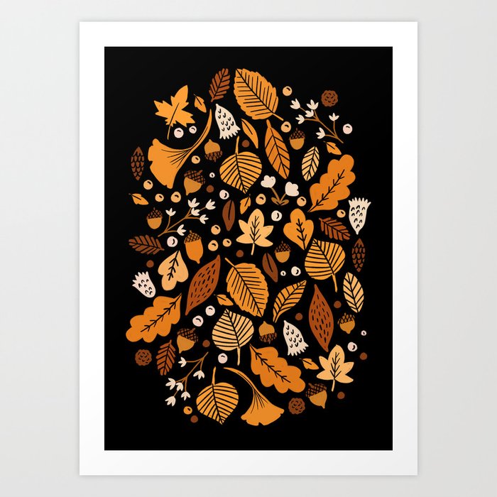 Autumn Leaves at Midnight Art Print