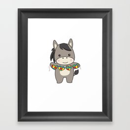 Autism Awareness Month Puzzle Heart Donkey Framed Art Print