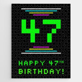 [ Thumbnail: 47th Birthday - Nerdy Geeky Pixelated 8-Bit Computing Graphics Inspired Look Jigsaw Puzzle ]