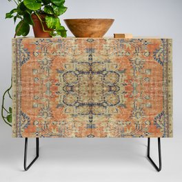 Vintage Woven Coral and Blue Kilim Credenza