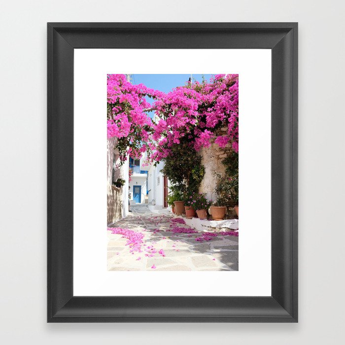 Alley,street,flowers,village,countryside art Framed Art Print by ...
