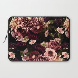 Vintage & Shabby Chic- Real Chrysanthemums Lush Midnight Flowers Botanical Garden Laptop Sleeve