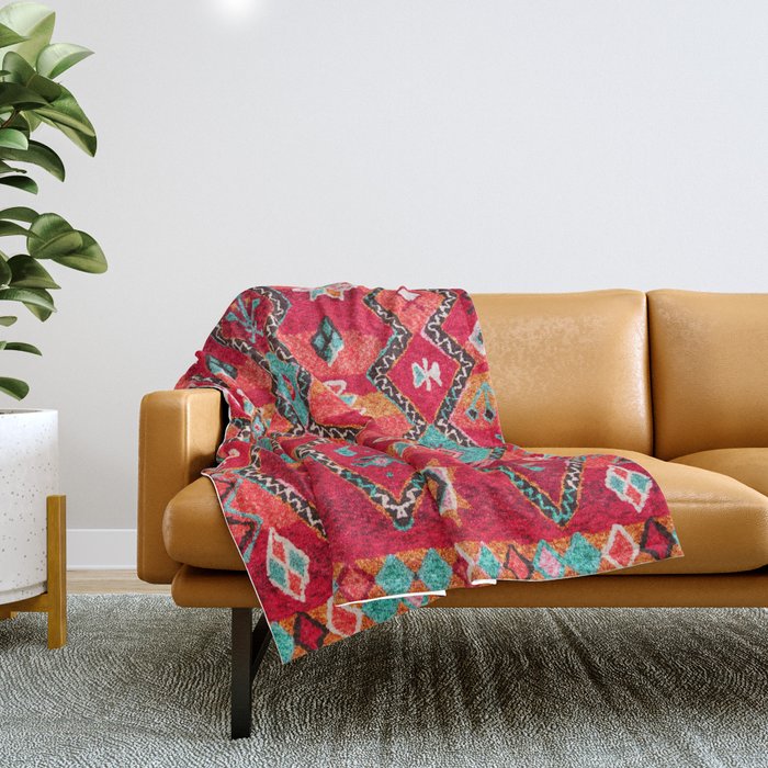 N18 - Traditional Colored Oriental Moroccan Artwork Throw Blanket