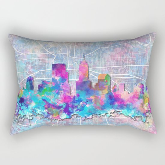 indianapolis city skyline watercolor 2 Rectangular Pillow