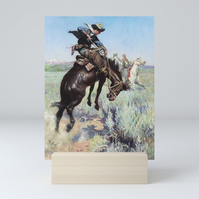 “Busting a Bronco” by W Herbert Dunton Mini Art Print