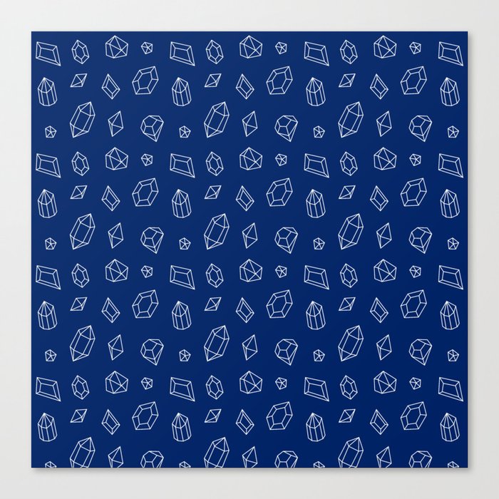 Blue and White Gems Pattern Canvas Print