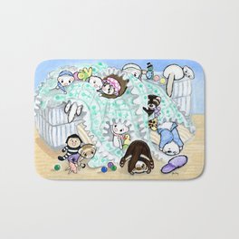 Unmaking the Bed Bath Mat | Whimsy, Mundel, Shelly, Original, Painting, Art, Ferret 