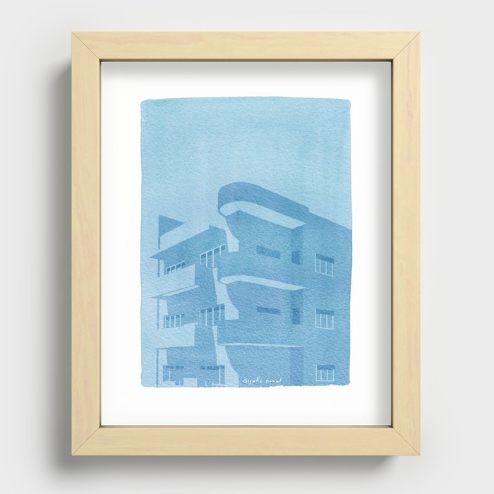 Bauhaus Blue Recessed Framed Print
