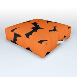 Halloween Bats Orange & Black Outdoor Floor Cushion