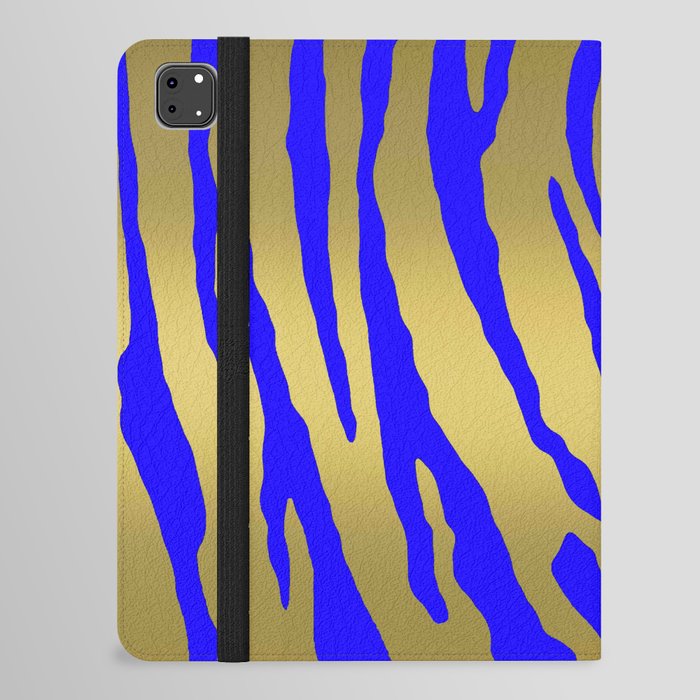 Gold Tiger Stripes Blue iPad Folio Case