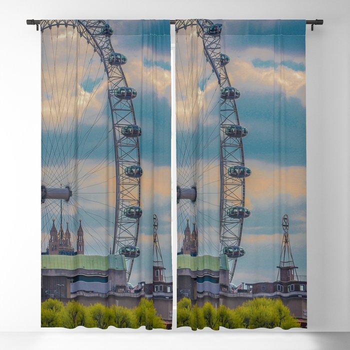 Great Britain Photography - London Eye And Big Ben In The Evening Blackout Curtain