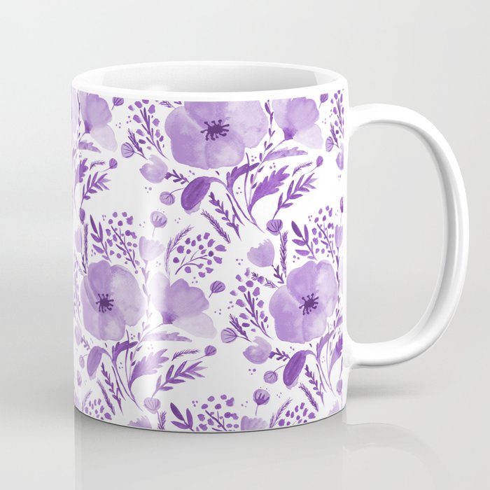 Flower bouquet with poppies - purple Coffee Mug