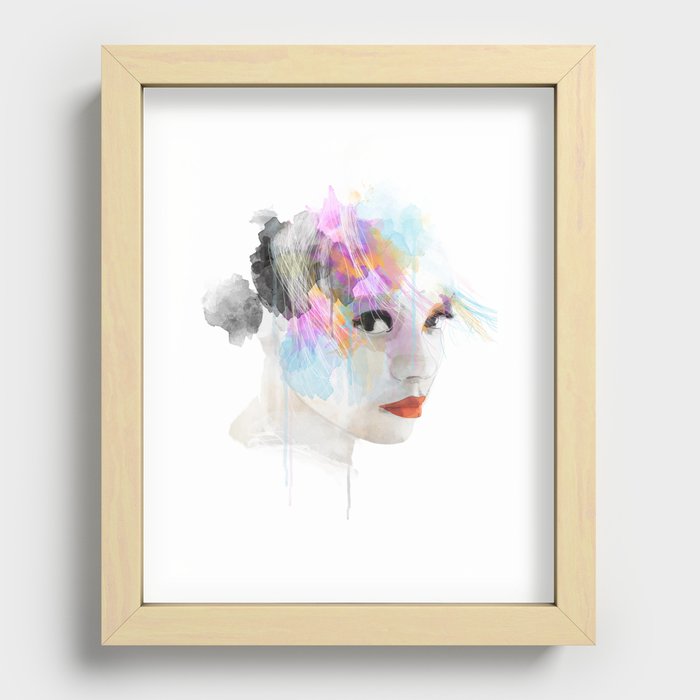 Watercolour Portrait of a girl Recessed Framed Print
