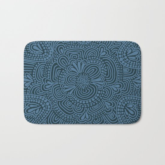 Primitive Blue Circle Bath Mat