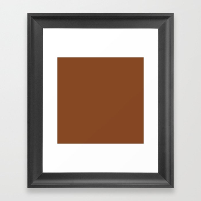 Ginger Bread brown solid color modern abstract pattern Framed Art Print