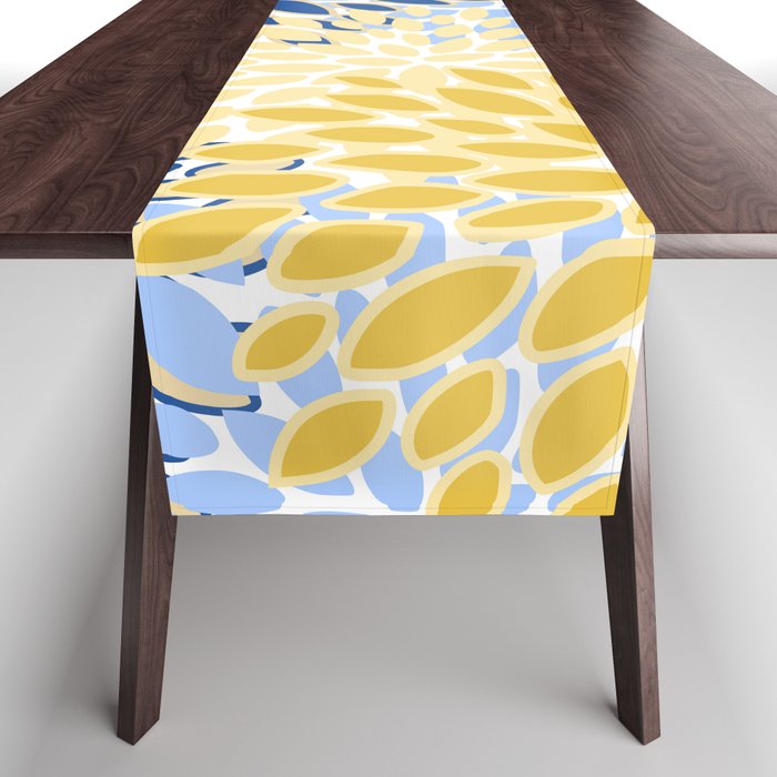 Modern, Floral Prints, Summer, Yellow and Blue Table Runner