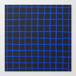 Cobalt Blue Grid over Charcoal Black Canvas Print