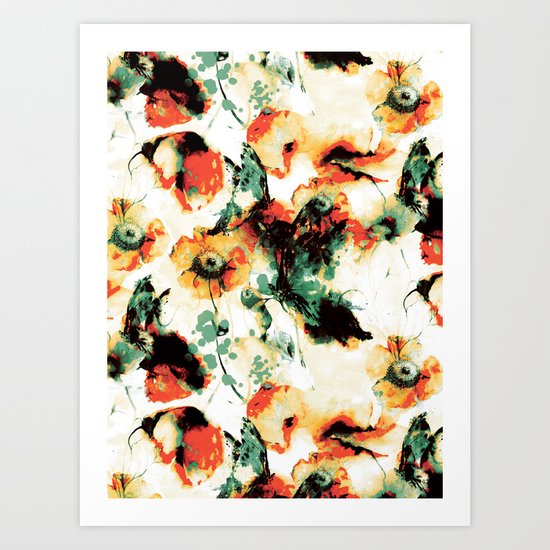 Flowers And Butterflies Art Print