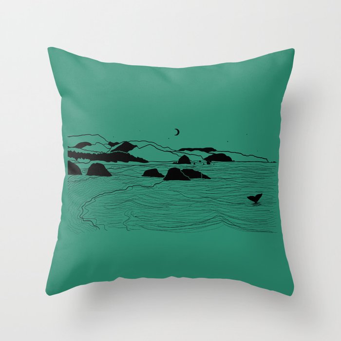 Whale's Tale Cannon Beach Haystack Rock Ecola Park Oregon Coast Throw Pillow