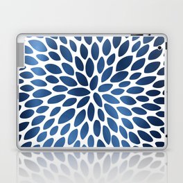 Floral Bloom, Dark Blue on White Laptop Skin