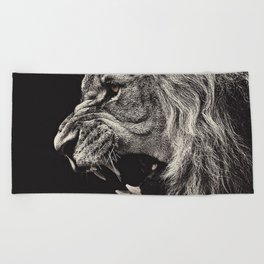 Angry Male Lion Beach Towel