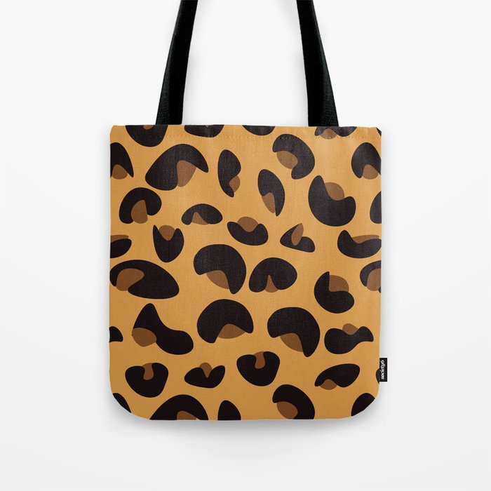 Abstract Seamless Leopard Print Pattern - Licorice and Jasper Orange Tote Bag