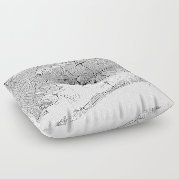 Queens White Map Floor Pillow
