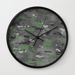 Camouflage: Arctic Green and Grey Wall Clock