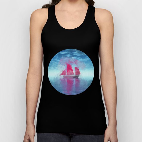 Red sailboat Unisex Tank Top