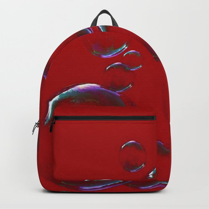IRIDESCENT SOAP BUBBLES  ON  DARK RED COLOR Backpack