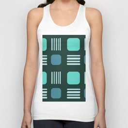 Mid-Century Modern Squares Lines Teal Unisex Tank Top