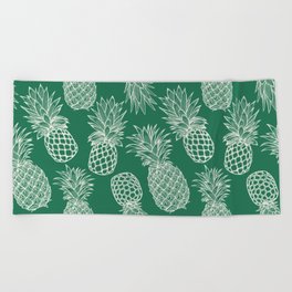 Fresh Pineapples Teal & White Beach Towel