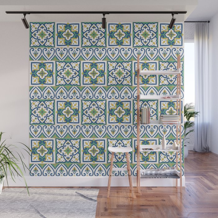 Italian Tile Pattern Sicilian Ceramic From Caltagirone Wall Mural Italian Tile Pattern Sicilian Ceramic From Caltagirone Wall Mural