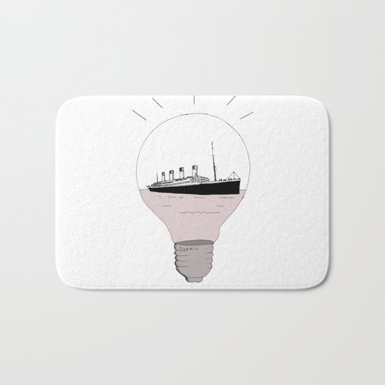 Ship in a light bulb Bath Mat