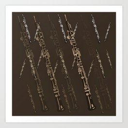 Oboe Pattern in Brown Art Print