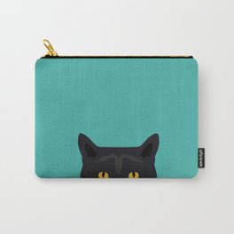 Cat head black cat peeking gifts for cat lovers pet portraits Carry-All Pouch