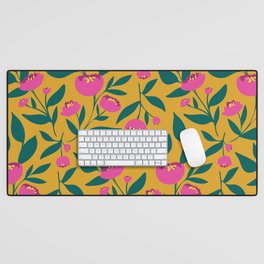 Bold and bright pink peony Desk Mat