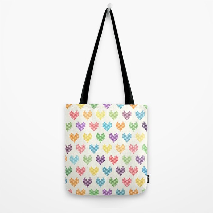 Colorful Knitted Hearts II Tote Bag by uniqued | Society6