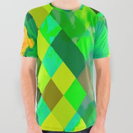 geometric pixel square pattern abstract background in green brown All Over Graphic Tee